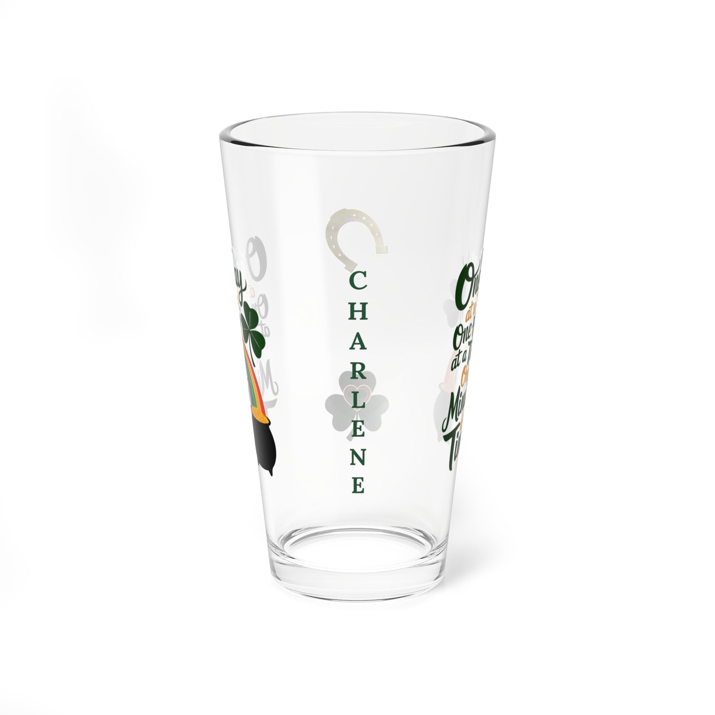 One Day At A Time One Hour At A Time One Minute At A Time: Personalized St. Patrick's Day Pint Glass - Customizable Name for Happiness and Positivity