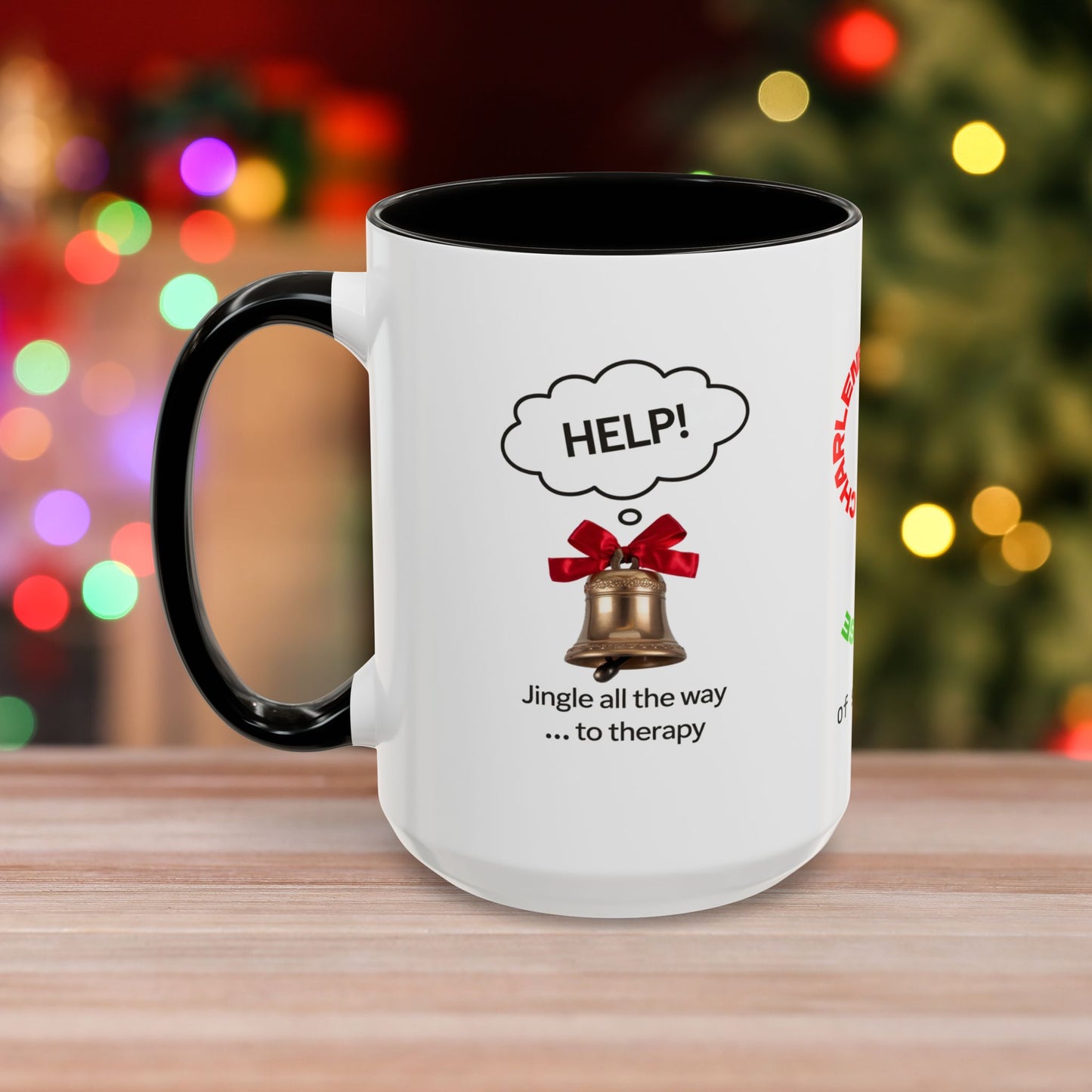 Jingle All The Way... To Therapy – Funny Christmas Mug with Colorful Design and Accent Color
