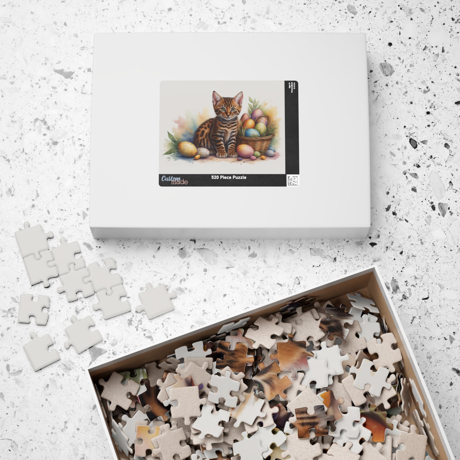 Bengal Easter Kitten Puzzle - Cat Lovers, Mental Health Benefits, Holiday Fun, Mindfulness, Stress Relief, Festive Gift