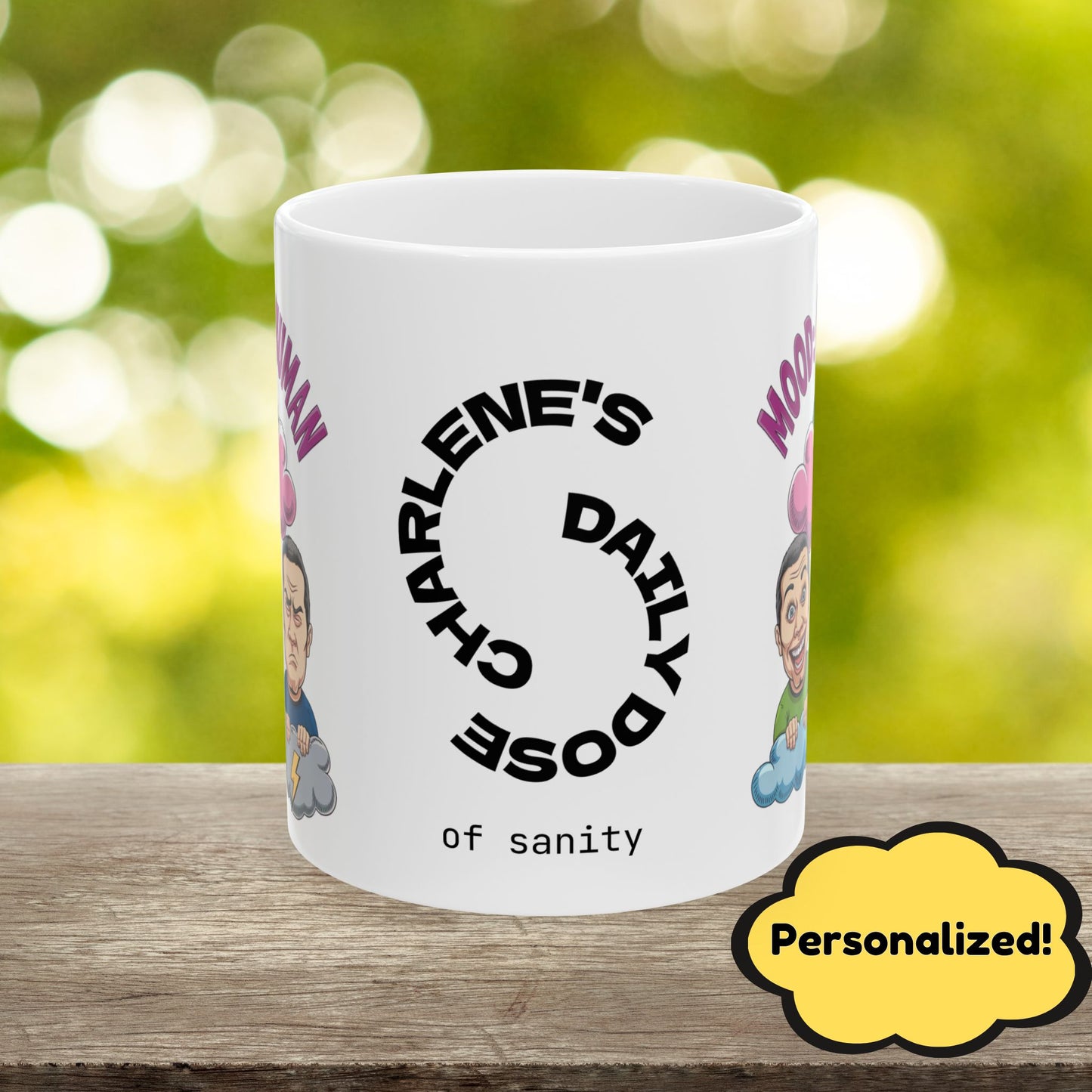 Mood: Human Funny Mental Health Mug, Stylish Ceramic Coffee Cup, Positive Affirmation Gift, Anxiety Relief, Self-Care Mug, Therapist Office Décor
