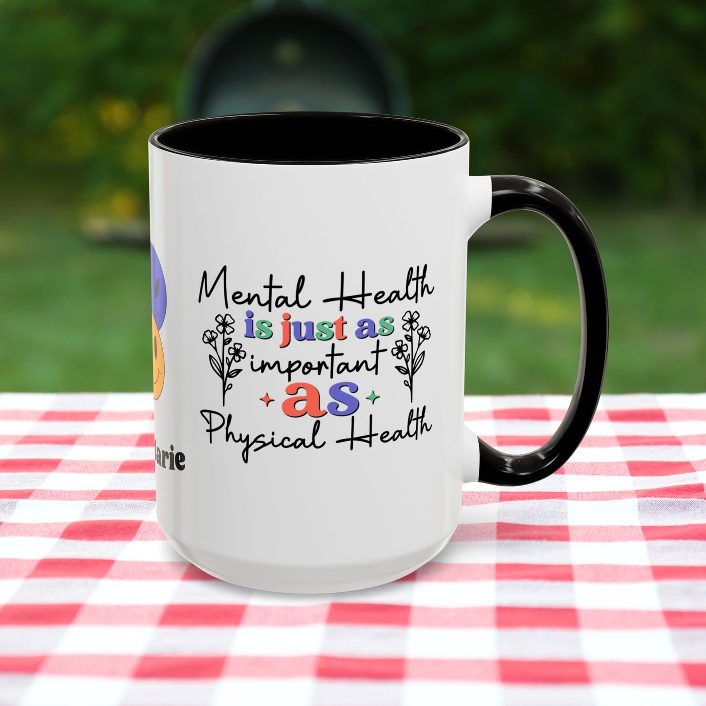 Mental Health is Just as Important as Physical Health - Custom Retro Affirmation Mug for Wellness & Mental Health Support