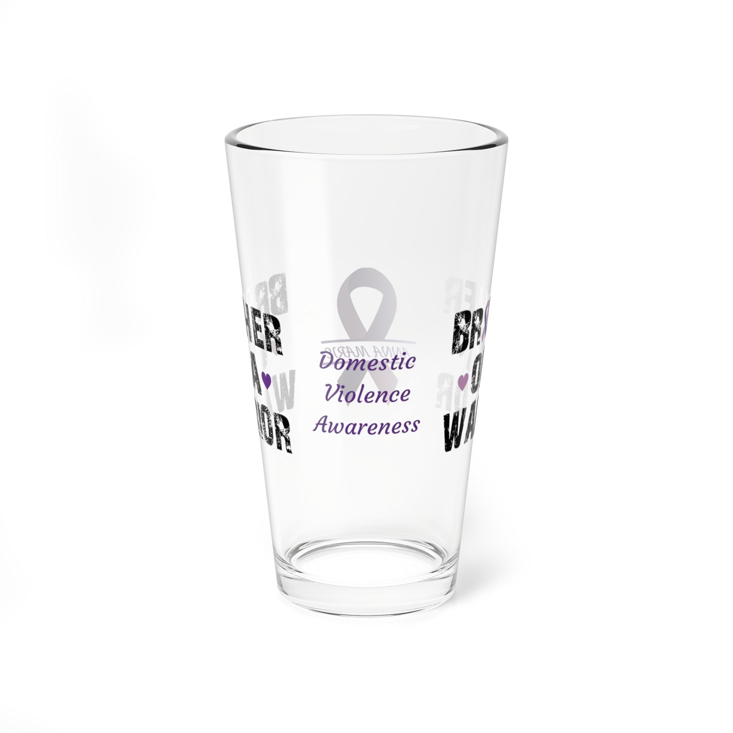 Brother of a Warrior: Personalized Domestic Violence Awareness Warrior Pint Glass - Proud Family Member