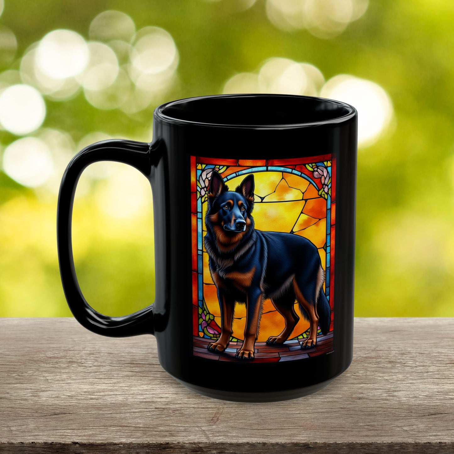 Black and red blanket German Shepherd name mug