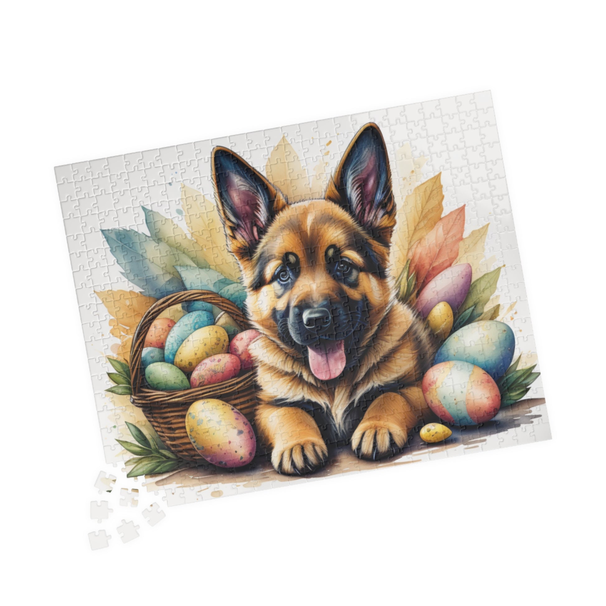 German Shepherd (Saddle) Easter Puppy Puzzle - Dog Lovers, Mental Health Benefits, Holiday Fun, Mindfulness, Stress Relief, Festive Gift