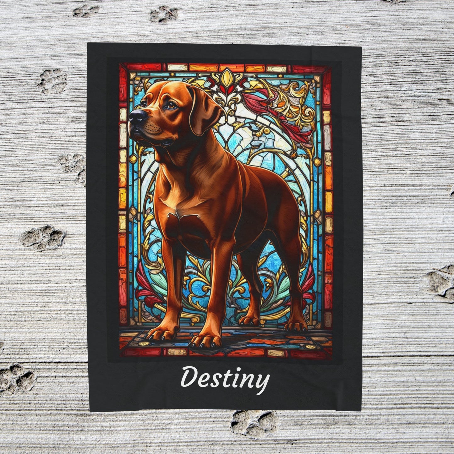 Rottweiler Rare Red Coat Blanket, Velveteen Plush Stained Glass Dog Throw, Custom Dog Lover Gift