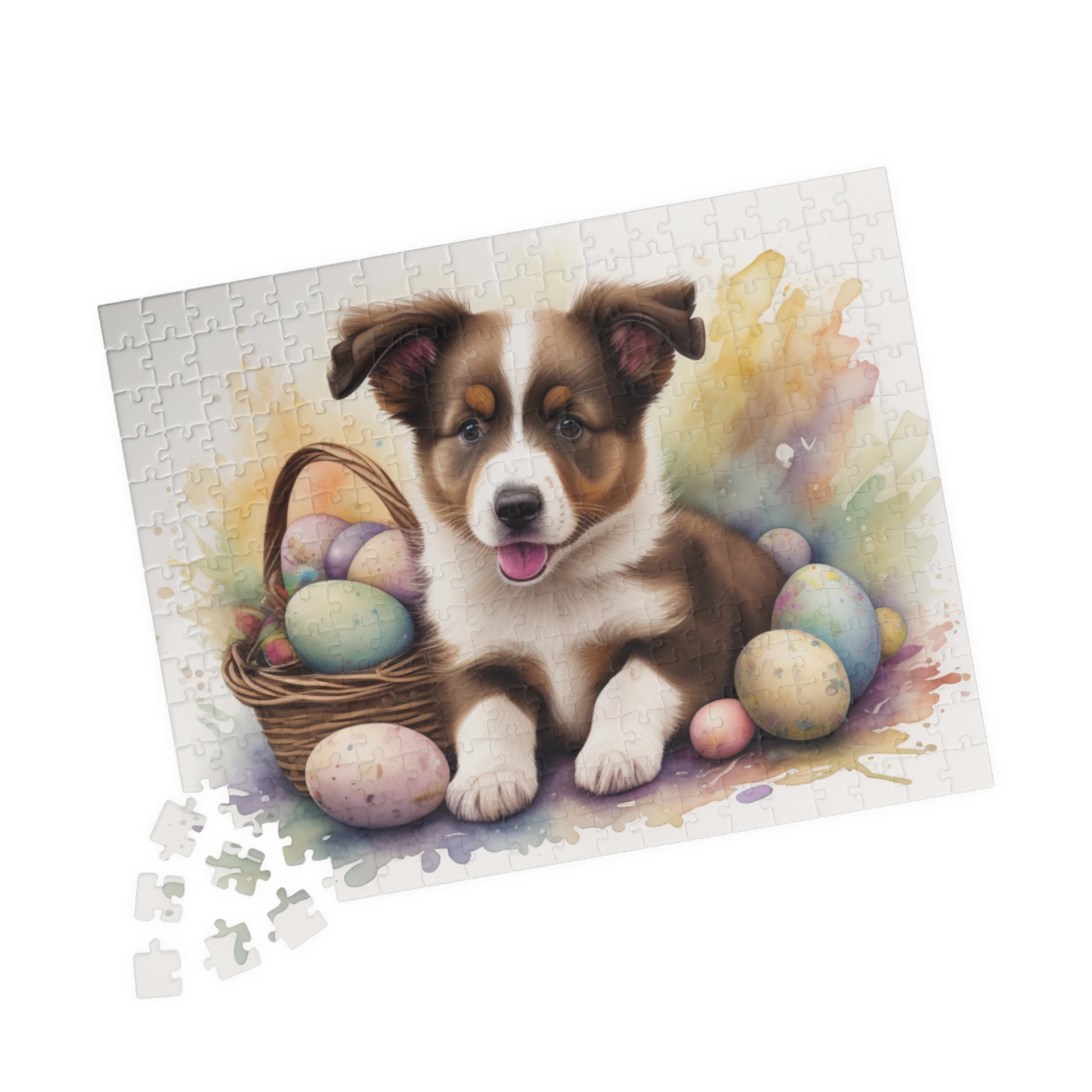 Border Collie (Brown & White) Easter Puppy Puzzle - Dog Lovers, Mental Health Benefits, Holiday Fun, Mindfulness, Stress Relief, Festive Gift