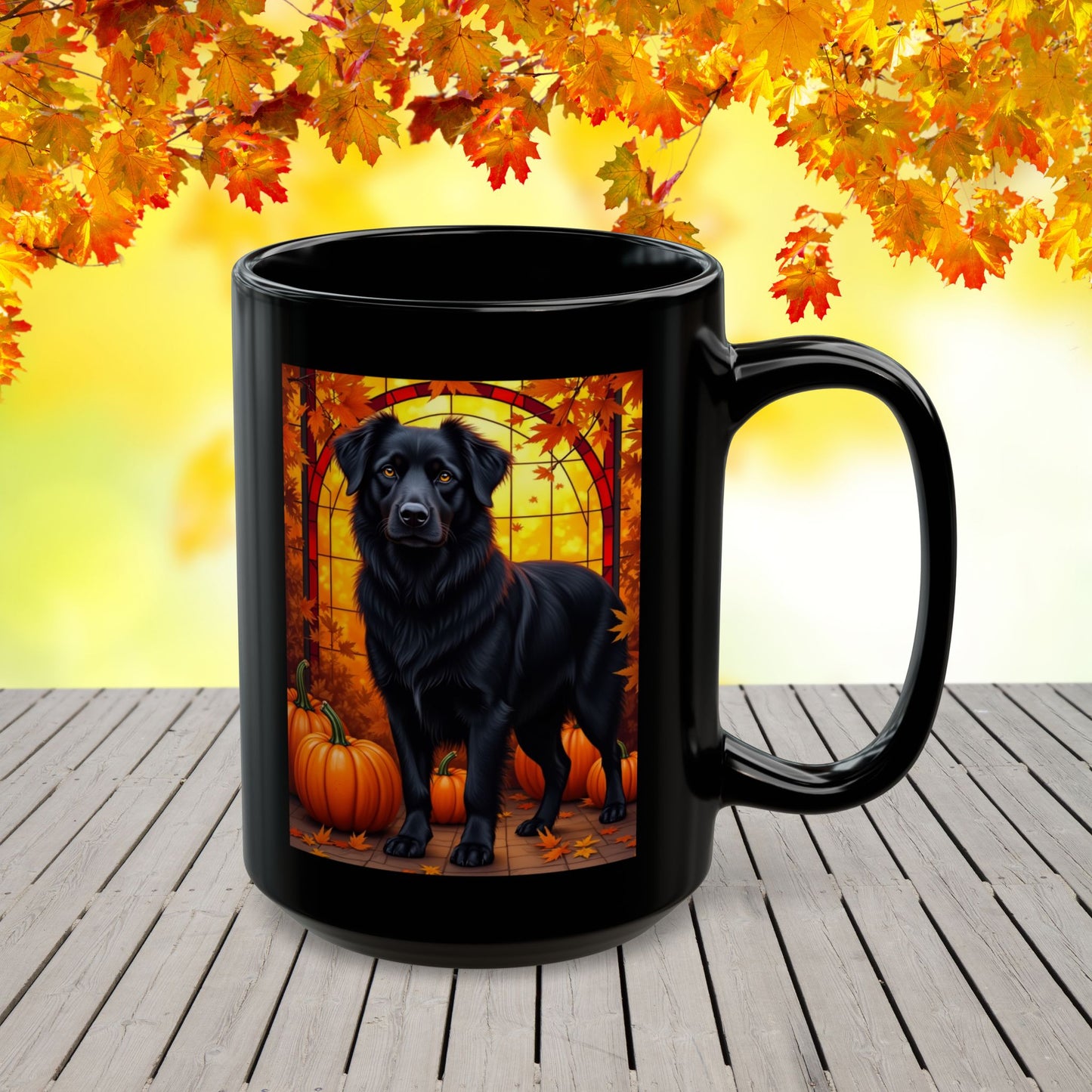 Australian Shepherd Black - Autumn coffee mug, custom herding dog lover gift for dog moms and dads