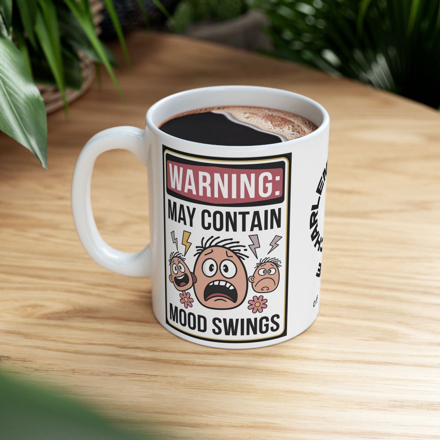 Warning: May Contain Mood Swings Funny Mental Health Mug, Stylish Ceramic Coffee Cup, Positive Affirmation Gift, Anxiety Relief, Self-Care Mug, Therapist Office Decor