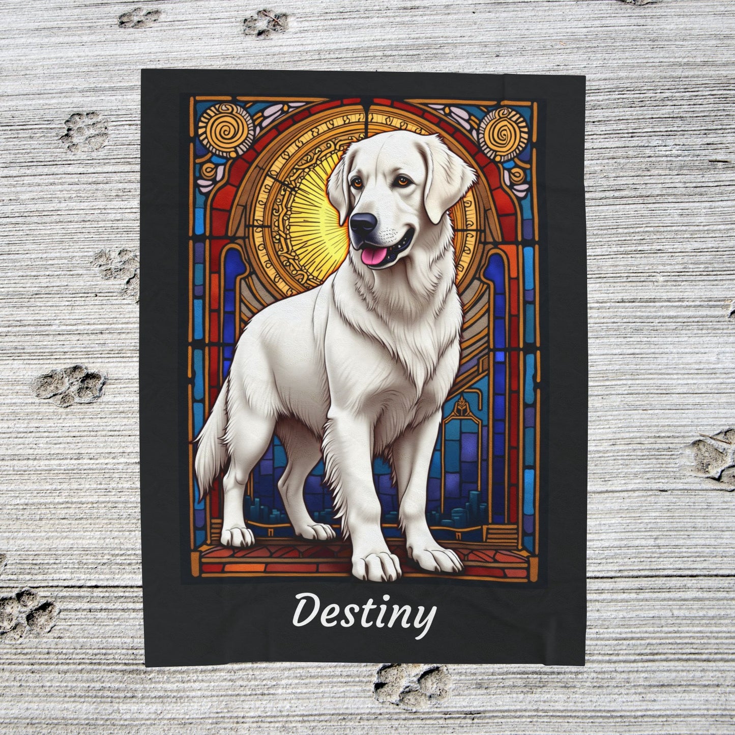 Golden Retriever White Coat Personalized Velveteen Plush Blanket, Custom Dog Lover Throw for Humans