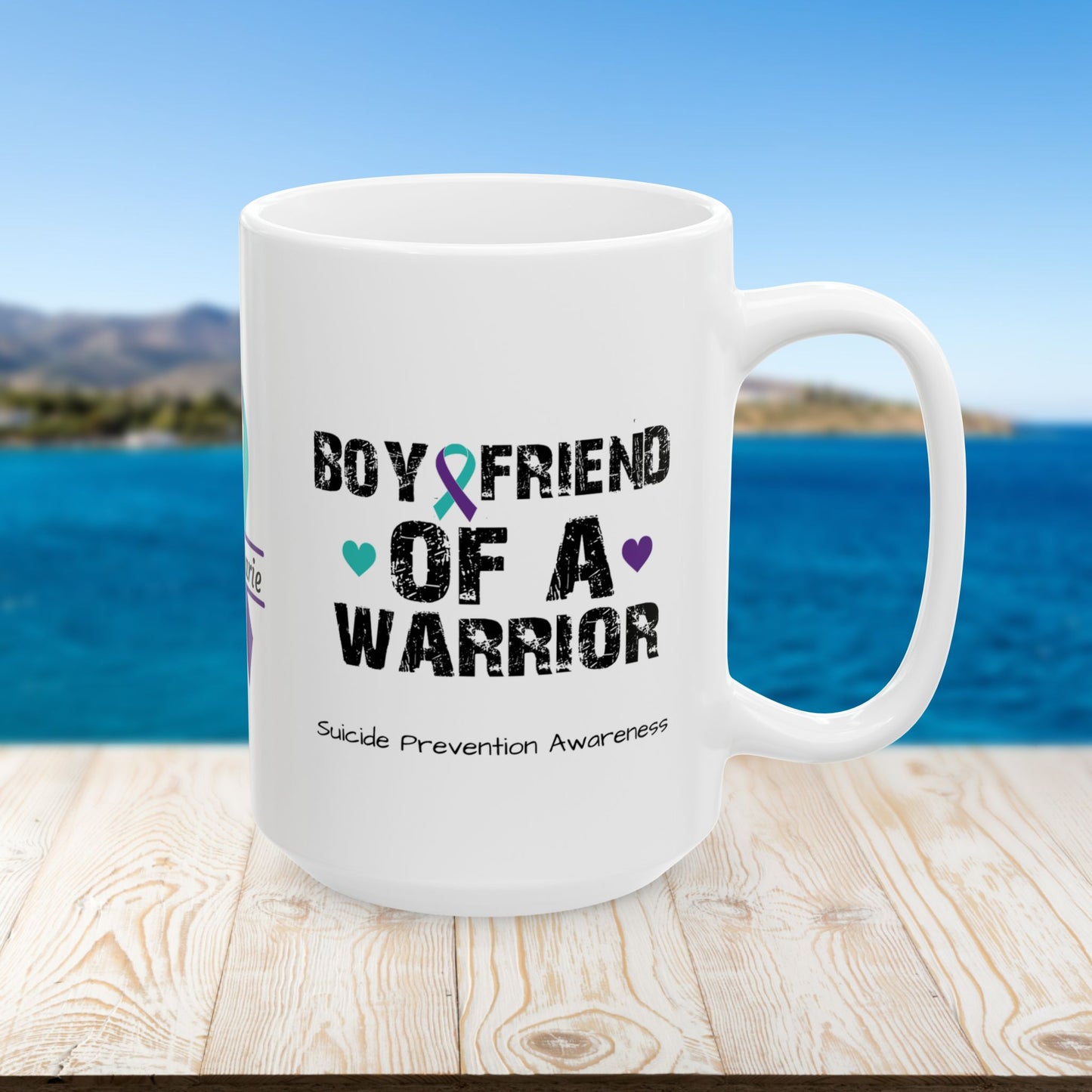 Boyfriend of a Warrior - Personalized Suicide Prevention Awareness Gift, Empowerment and Resilience Ceramic Mug, Support for Survivors