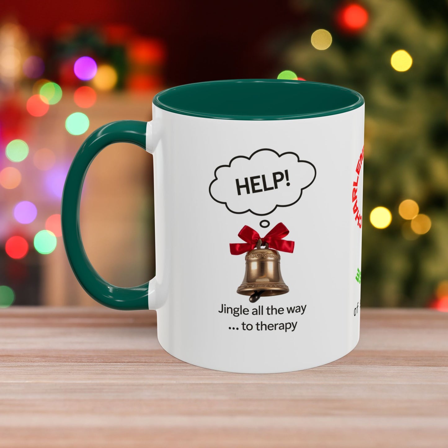Jingle All The Way... To Therapy – Funny Christmas Mug with Colorful Design and Accent Color