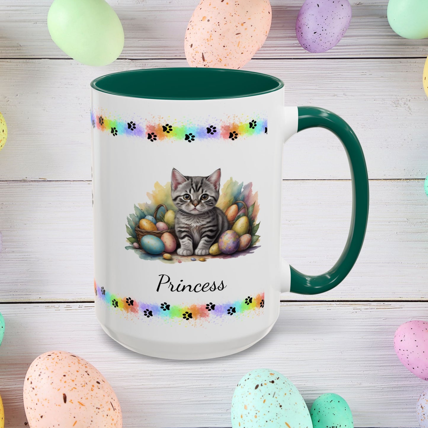 American Shorthair Easter kitten coffee mug, personalized cute cat gift for mental health support, cozy drinkware