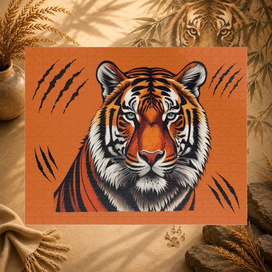 Strength Unleashed Puzzle - Bold Tiger Puzzle for Relaxation, Determination, and Animal Art Fans