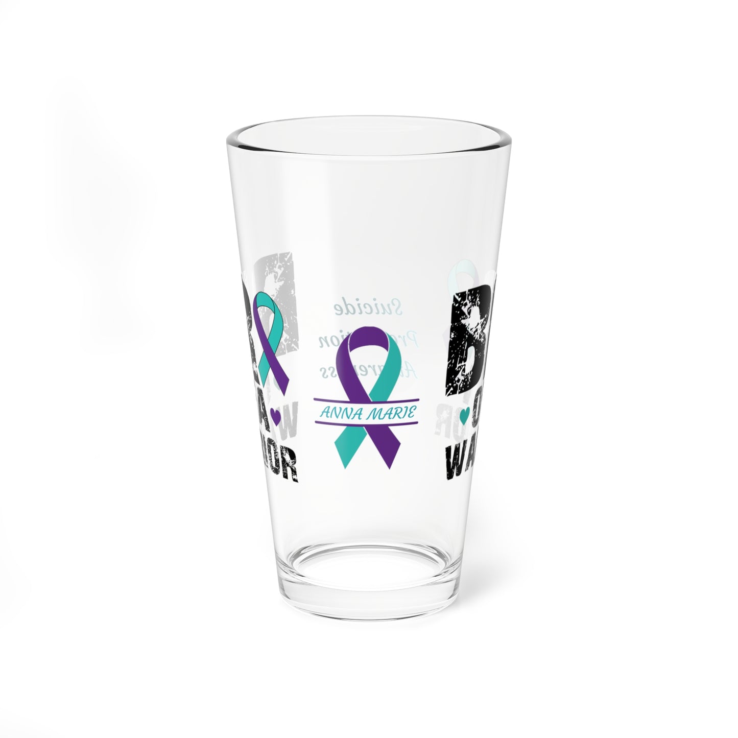 Bro of a Warrior: Personalized Suicide Prevention Awareness Warrior Pint Glass - Proud Family Member
