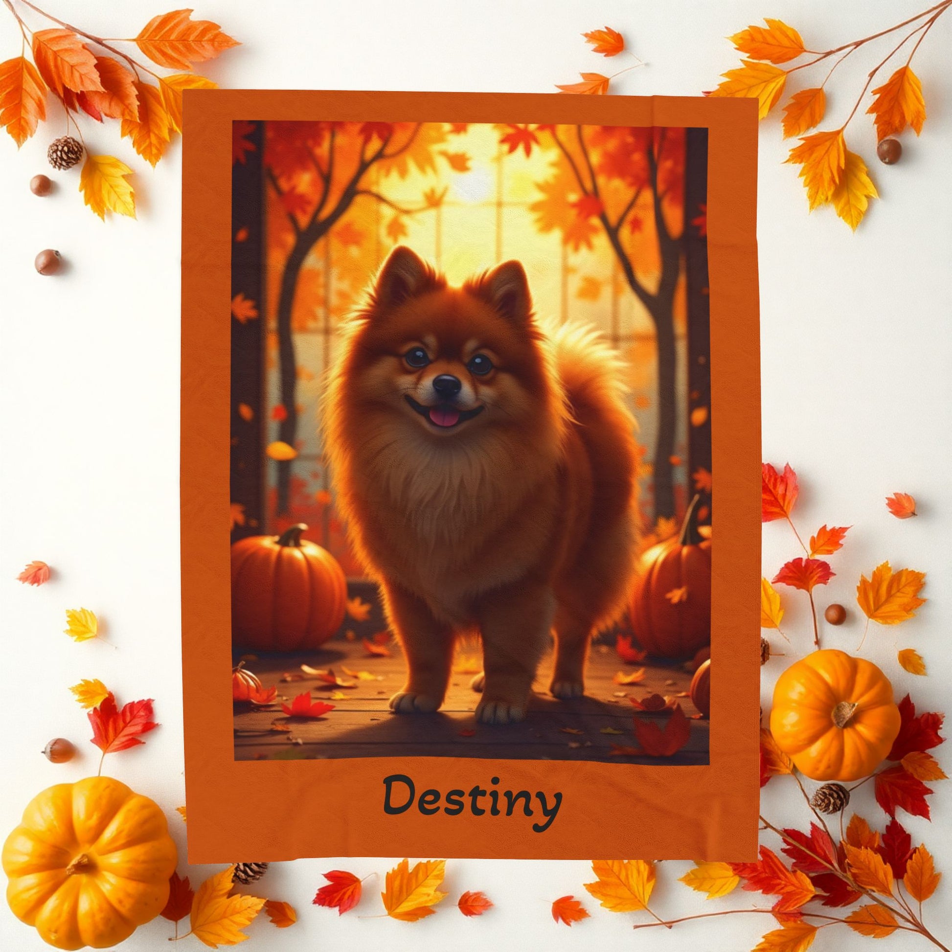 Pomeranian Red Coat Velveteen Plush Blanket, Cozy Dog Breed Plush Throw, Pet Gift