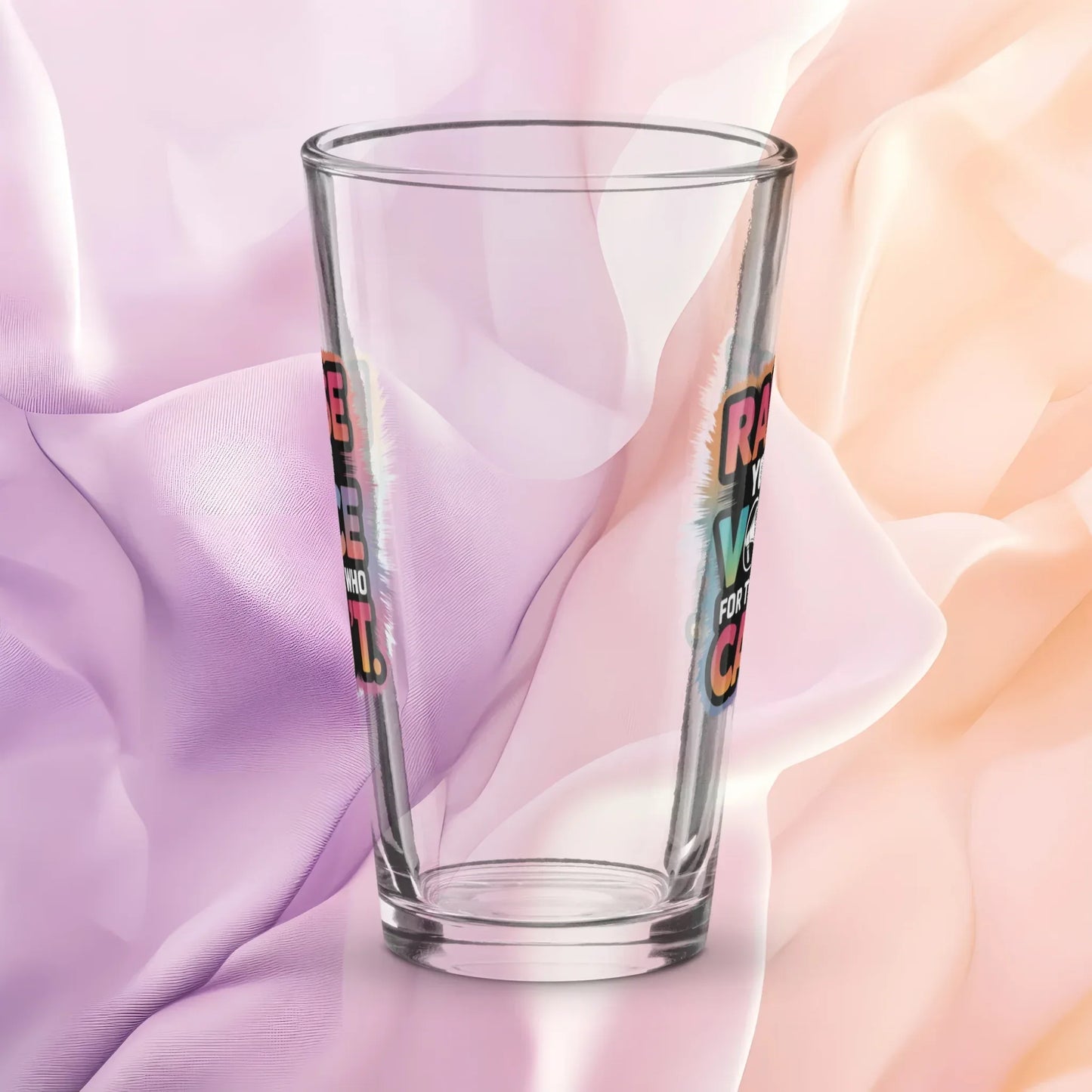 Shop our premium rise reclaim pint glass raise your voice from MySisterIsASurvivor.