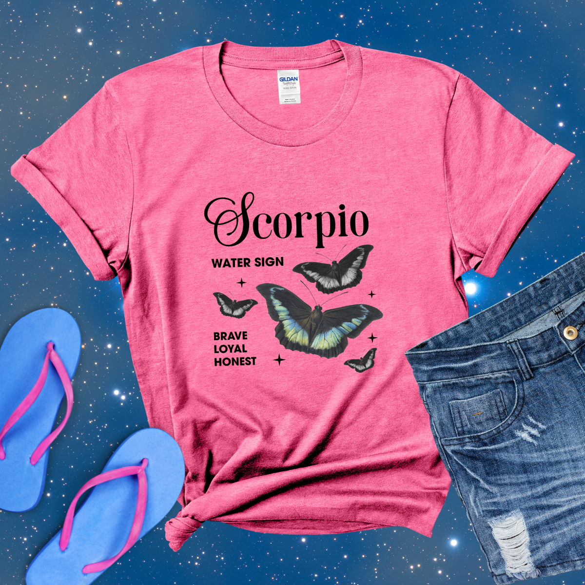 Scorpio Butterfly Zodiac T-Shirt, astrology horoscope shirt, Scorpio birthday gift tee for men or women