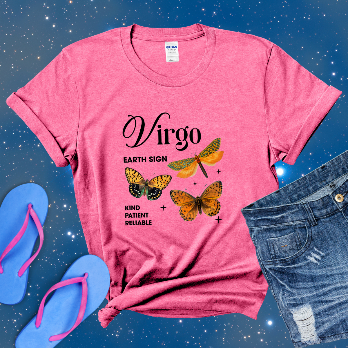 Virgo Butterfly Zodiac T-Shirt, astrology horoscope shirt, Virgo birthday gift tee for men or women