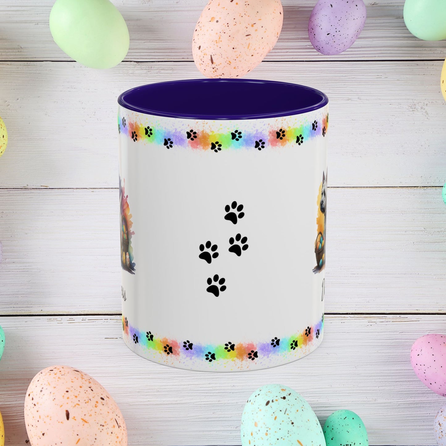 West Highland Terrier Easter puppy coffee mug personalized gift, perfect for Easter mornings and mental health awareness.