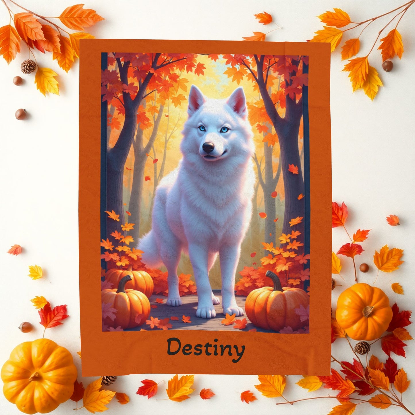 White Husky blue eyes velveteen plush blanket, personalized dog throw for Husky parents - MySisterIsASurvivor