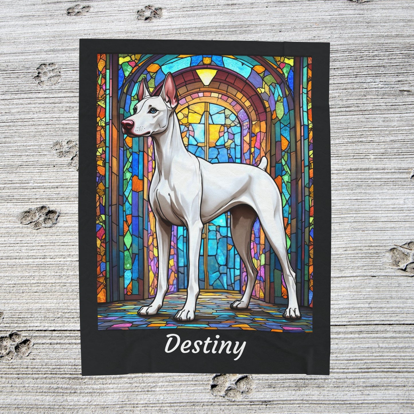 Doberman White Coat Blanket, Custom Dog Lover Throw, Artistic Gift for Humans and Pet Owners