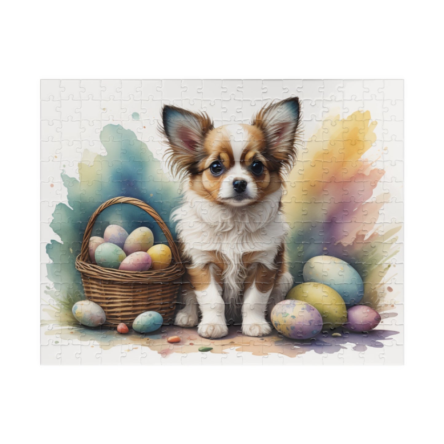 Papillon (White & Brown) Easter Puppy Puzzle - Dog Lovers, Mental Health Benefits, Holiday Fun, Mindfulness, Stress Relief, Festive Gift