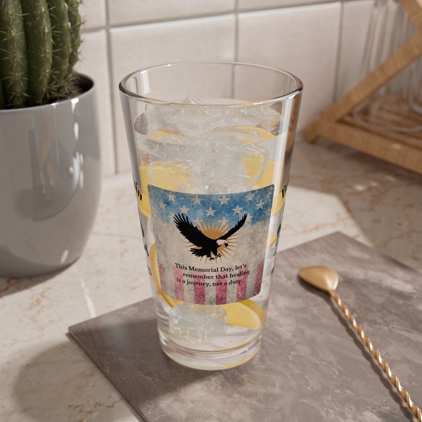Personalized Memorial Day Pint Glass - "This Memorial Day, Let's Remember", PTSD Awareness Gift for Veterans & Memorial Days