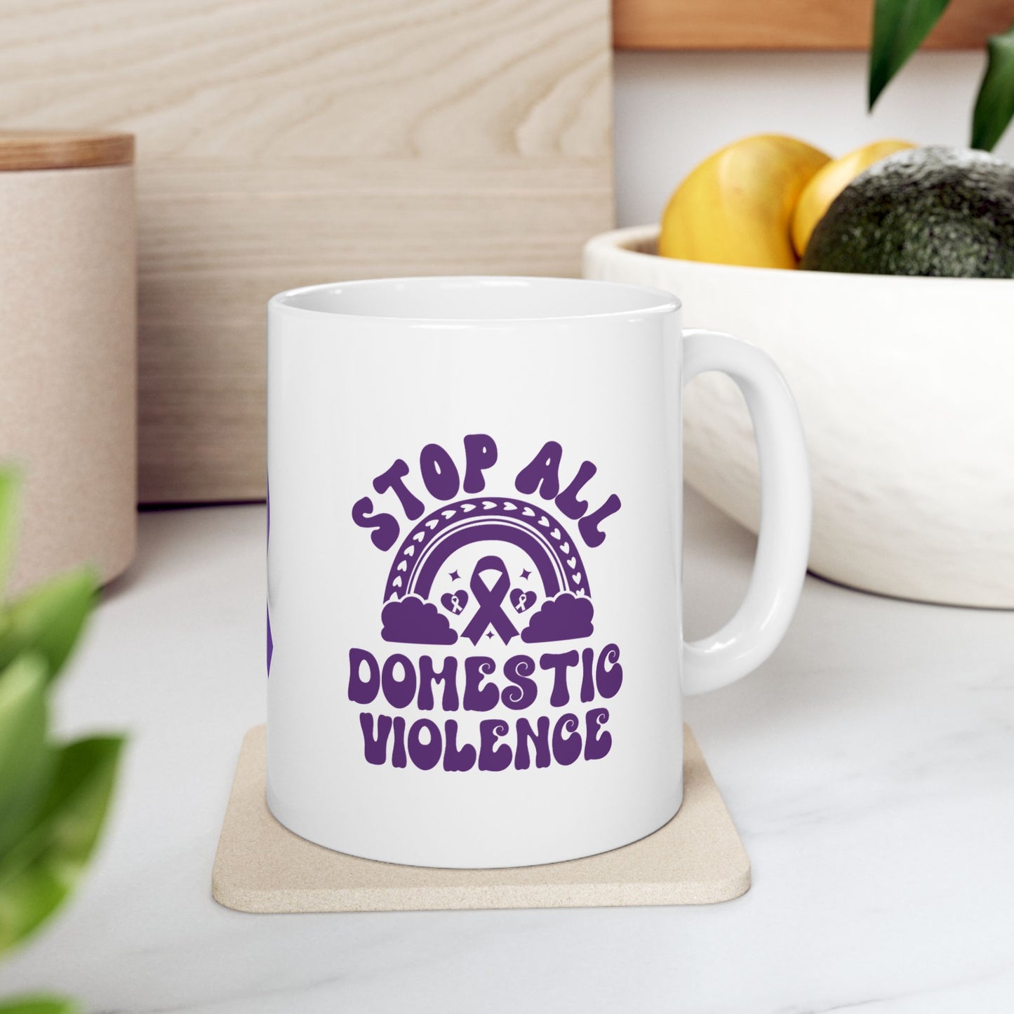 Stop All Domestic Violence Ceramic Mug - Support & Awareness