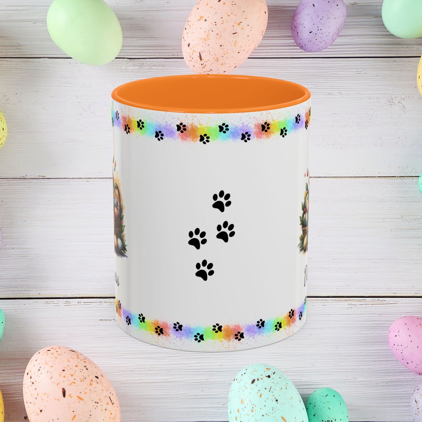 Golden Retriever Easter puppy coffee mug, personalized cute dog gift for mental health awareness and cozy drinks