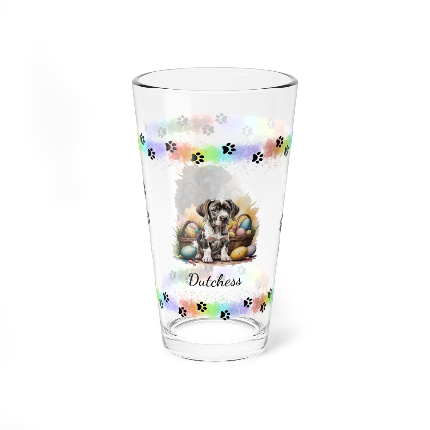 German Shorthaired Pointer Personalized Easter Puppy 16oz Pint Glass - Custom Dog Design, Mental Health Gift, Easter Décor, and Festive Celebrations