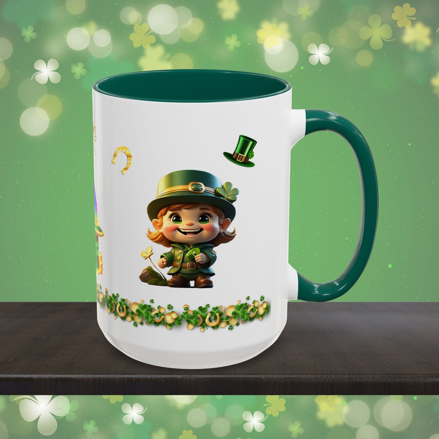 Leprechaun Mischief Logic: St. Patrick's Day Two-Tone Coffee Mug - Festive Ceramic Mug for Positivity & Mindfulness
