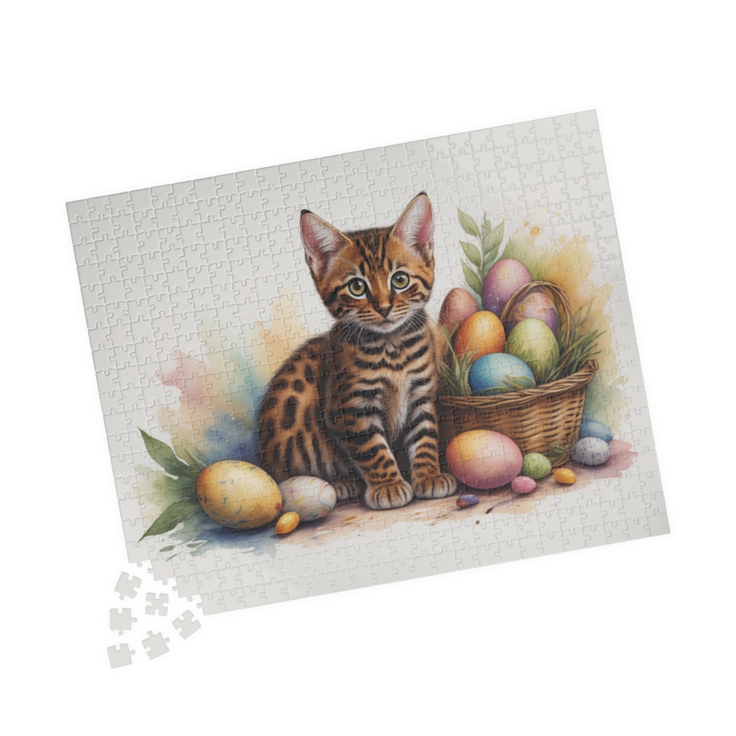 Bengal Easter Kitten Puzzle - Cat Lovers, Mental Health Benefits, Holiday Fun, Mindfulness, Stress Relief, Festive Gift