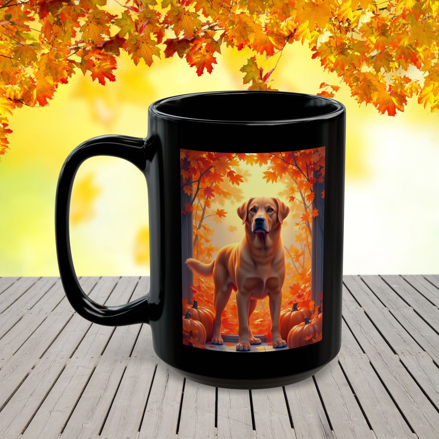 Fox Red Labrador autumn mug, personalized coffee cup, custom lab dog lover gift - MySisterIsASurvivor