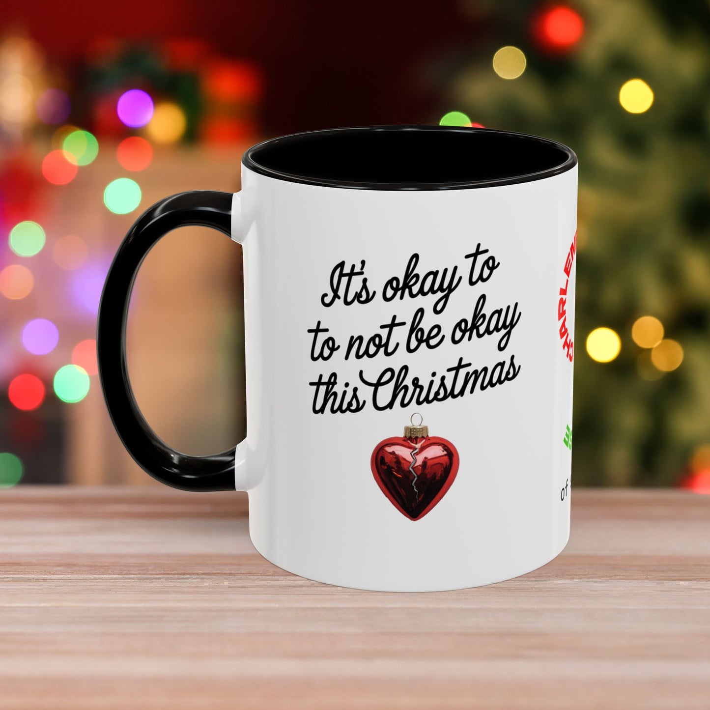 It's Okay to Not Be Okay This Christmas Mug - Personalized Holiday Coffee Cup, Mental Health Support Christmas Gift with Accent Color