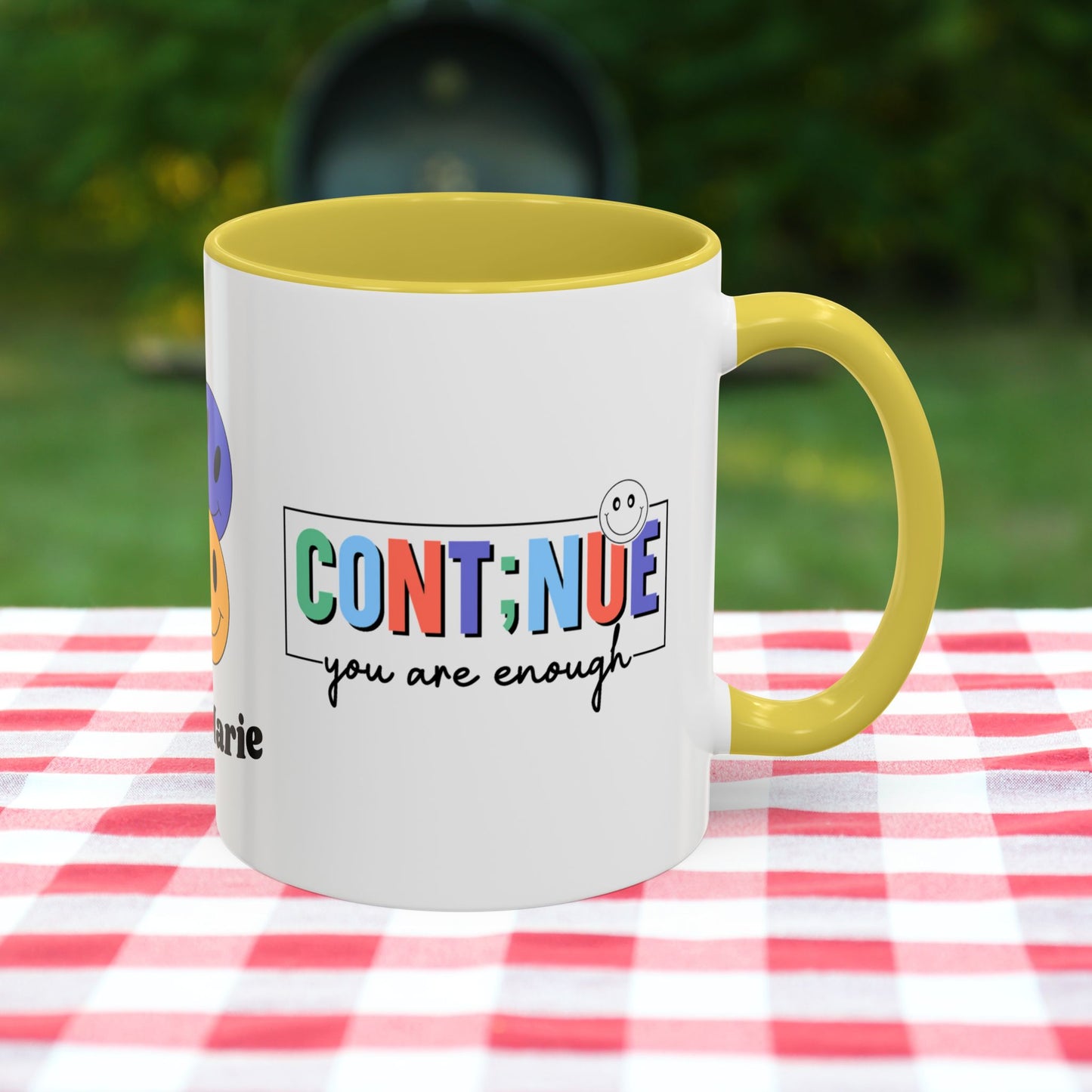 Continue, You Are Enough - Custom Retro Motivational Mug for Mental Health Support & Emotional Resilience