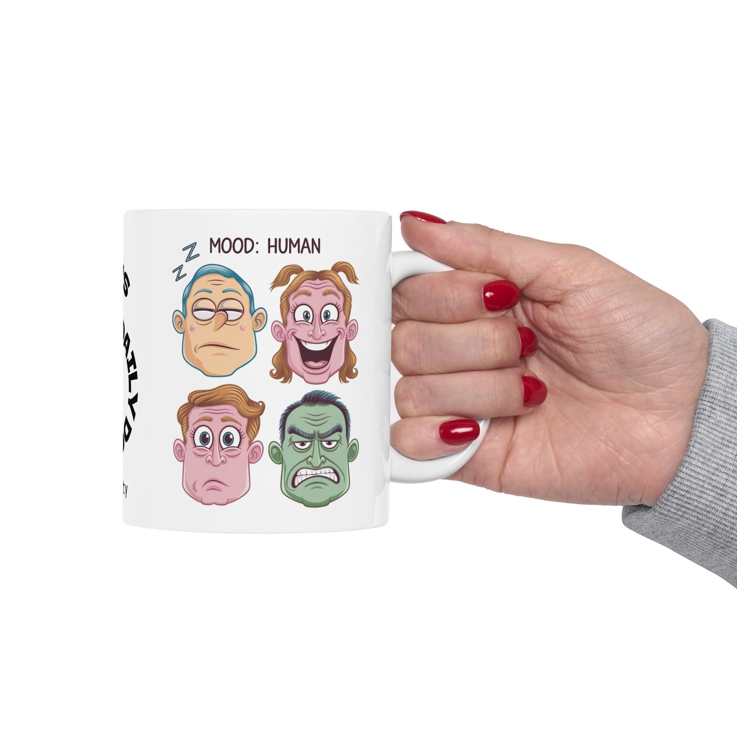 Mood: Human Funny Mental Health Mug, Stylish Ceramic Coffee Cup, Positive Affirmation Gift, Anxiety Relief, Self-Care Mug, Therapist Office Décor