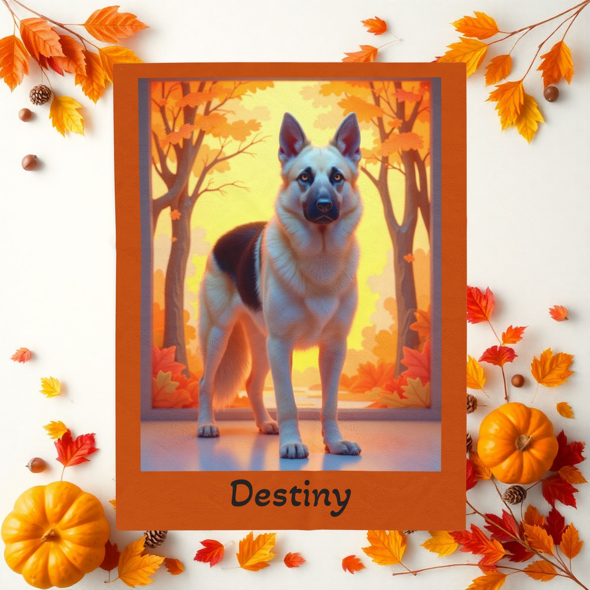 German Shepherd Black & Cream Coat Velveteen Blanket, Personalized Plush Dog Throw for GSD Fans