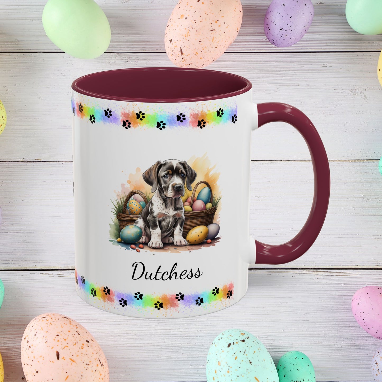 German Shorthaired Pointer Easter puppy coffee mug, personalized cute dog gift for mental health support and comfort