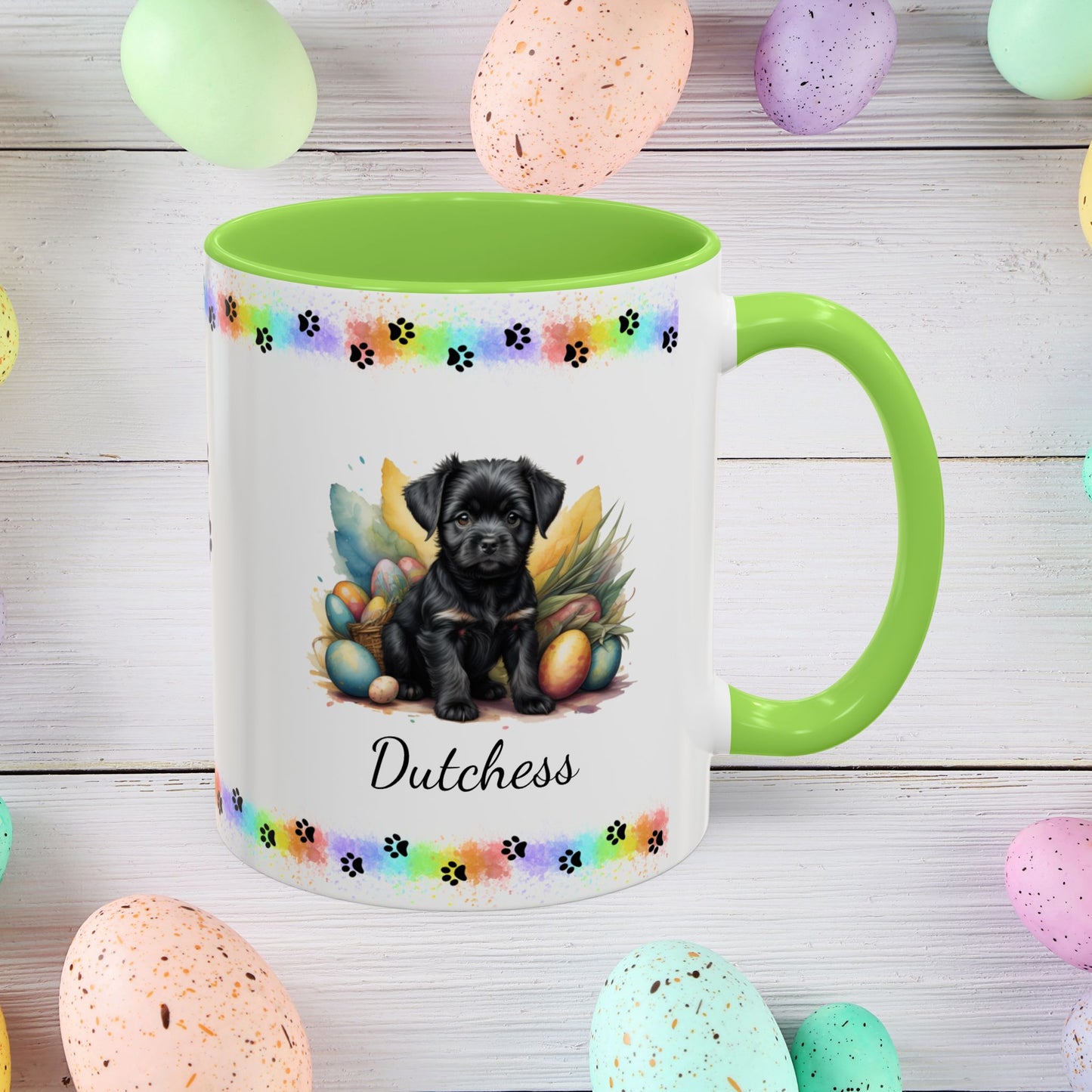Affenpinscher Easter puppy coffee mug, personalized cute dog gift for mental health support, cozy drinkware