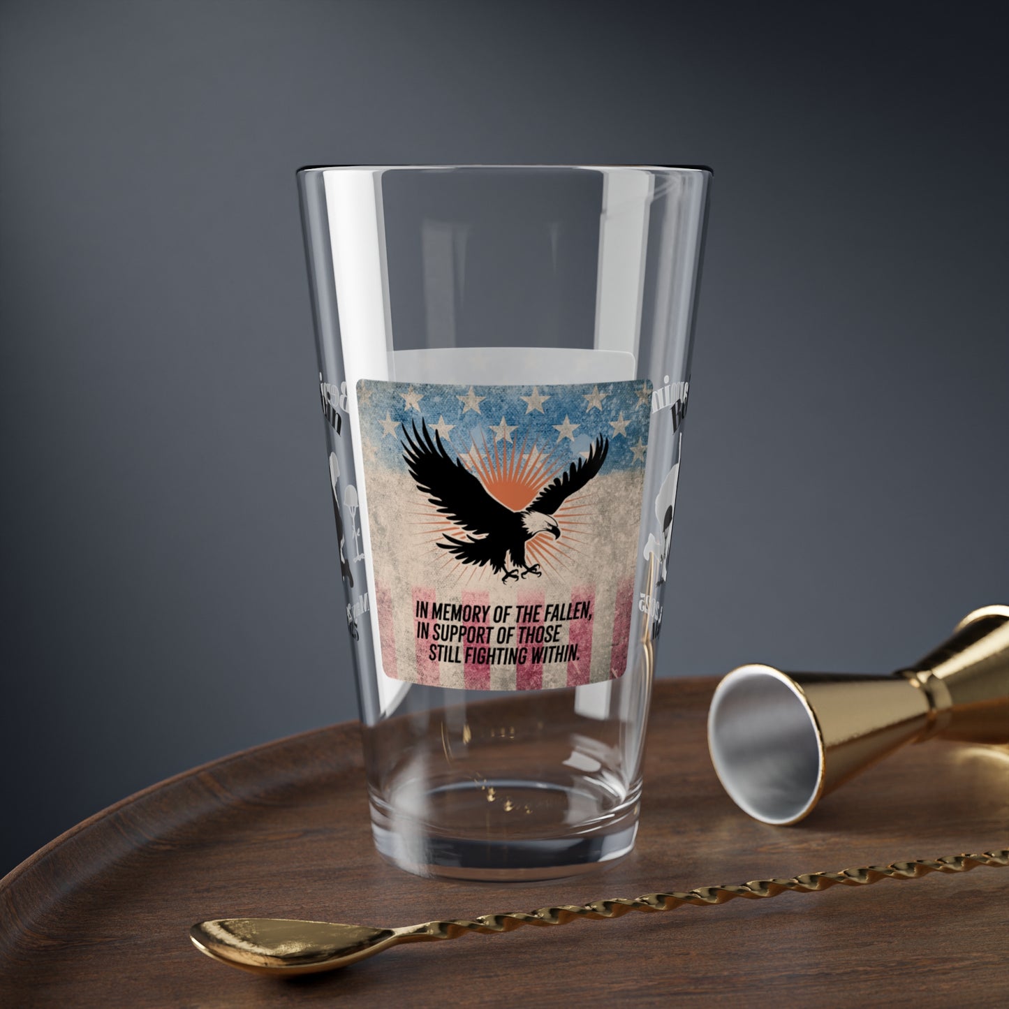 Personalized Memorial Day Pint Glass - "In Memory Of The Fallen", PTSD Awareness Gift for Veterans & Memorial Days