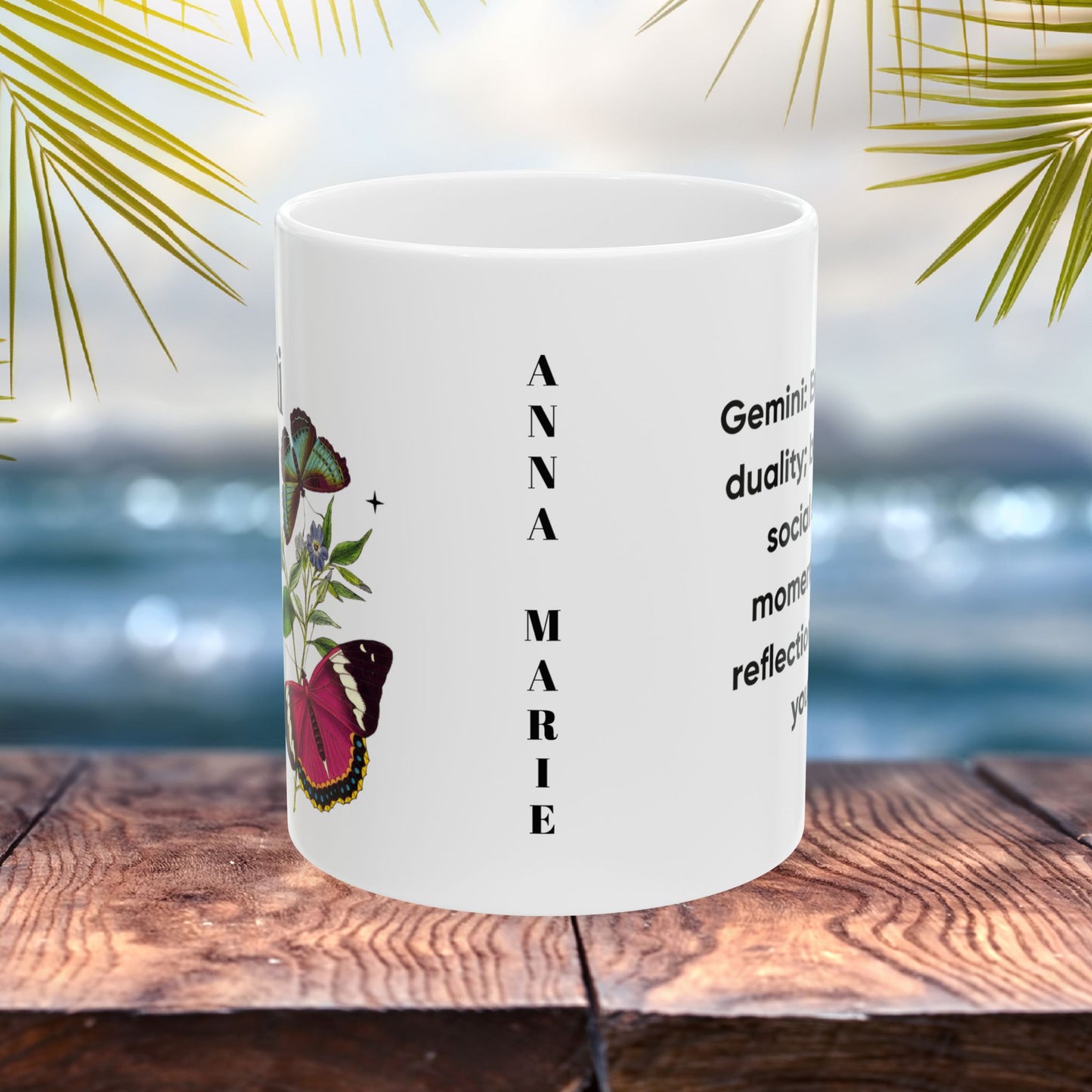 Gemini zodiac mug, personalized horoscope coffee mug, astrology birthday gift for star sign fans