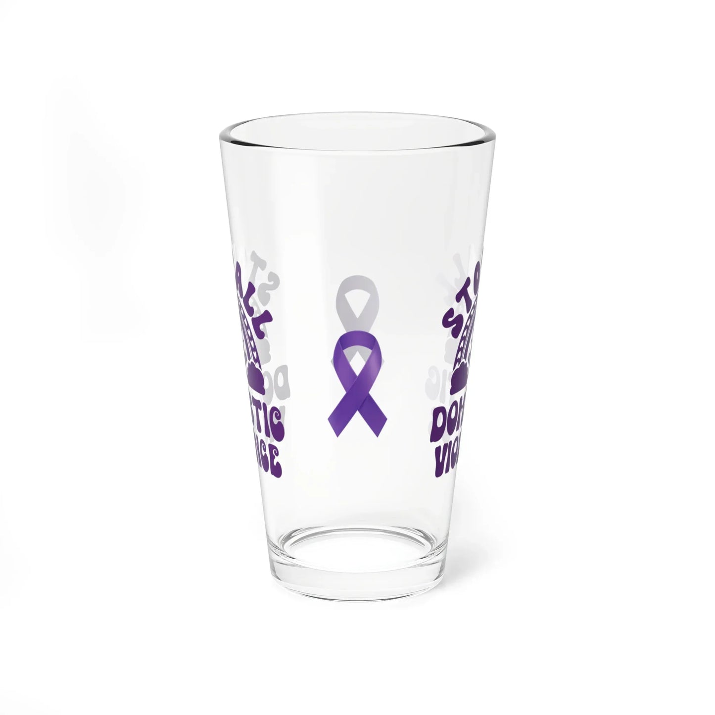 Shop our premium stop all domestic violence pint glass 16oz from MySisterIsASurvivor.