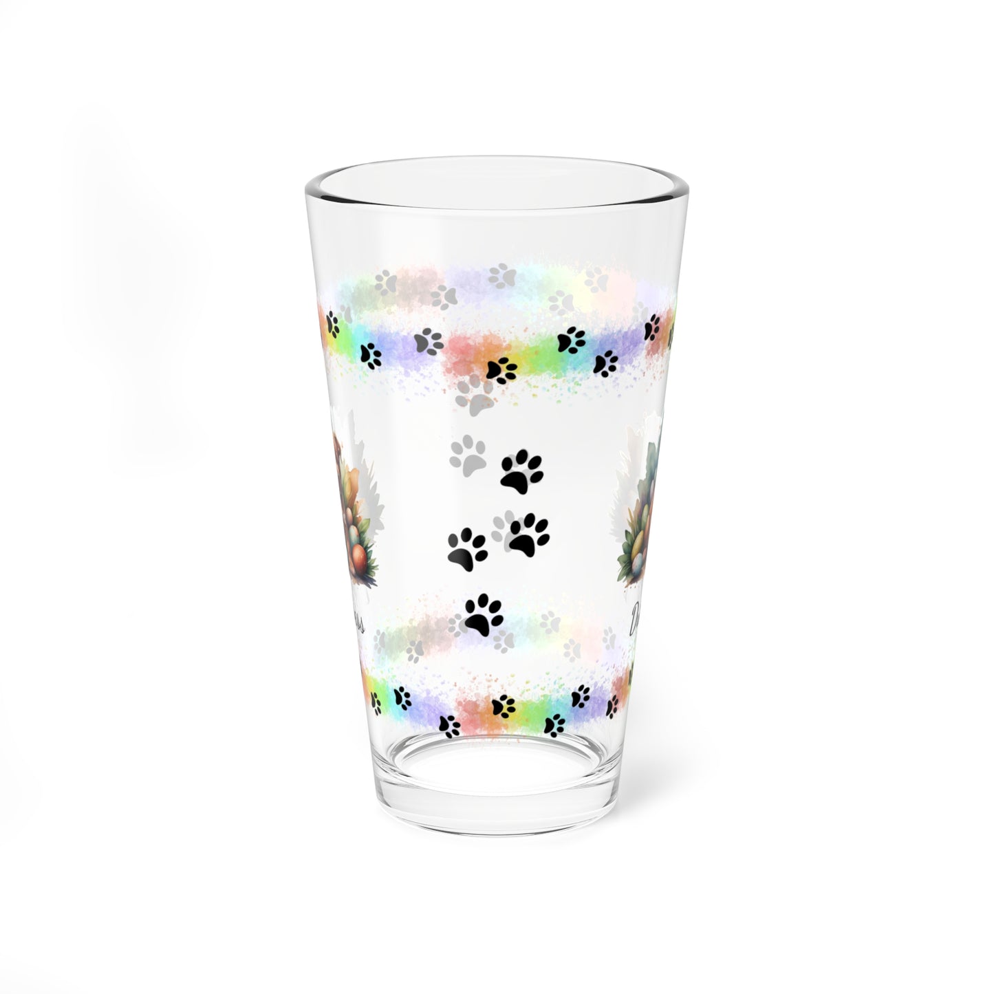 Pitbull (Red) Personalized Easter Puppy 16oz Pint Glass - Custom Dog Design, Mental Health Gift, Easter Décor, and Festive Celebrations