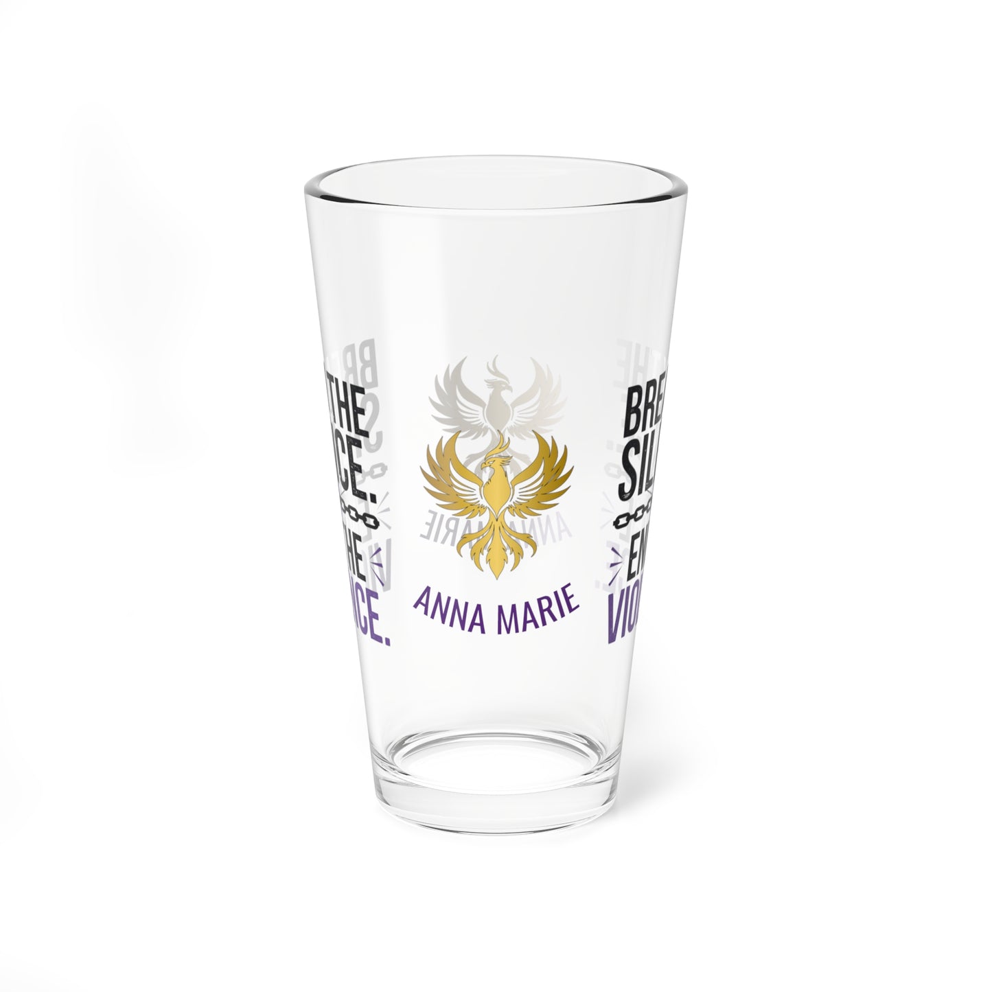 Rise & Reclaim Pint Glass – Break the Silence. End the Violence | Abuse Awareness Glass