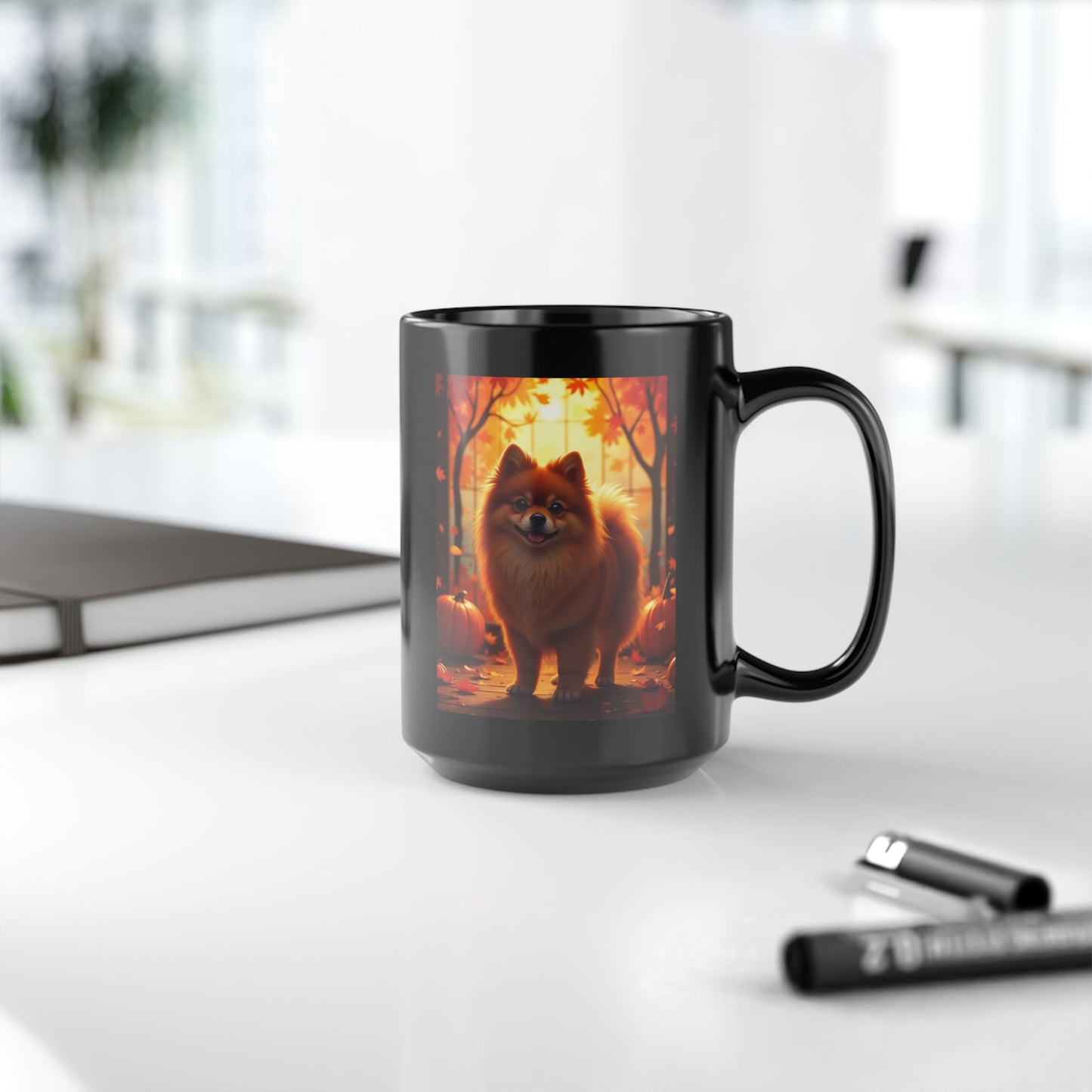 Pomeranian Red - Custom name autumn coffee mug, dog parent gift for Pomeranian owners