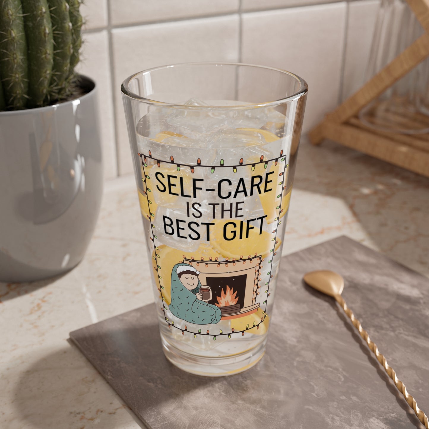 Self-Care Is The Best Gift, Christmas Pint Glass, 16oz
