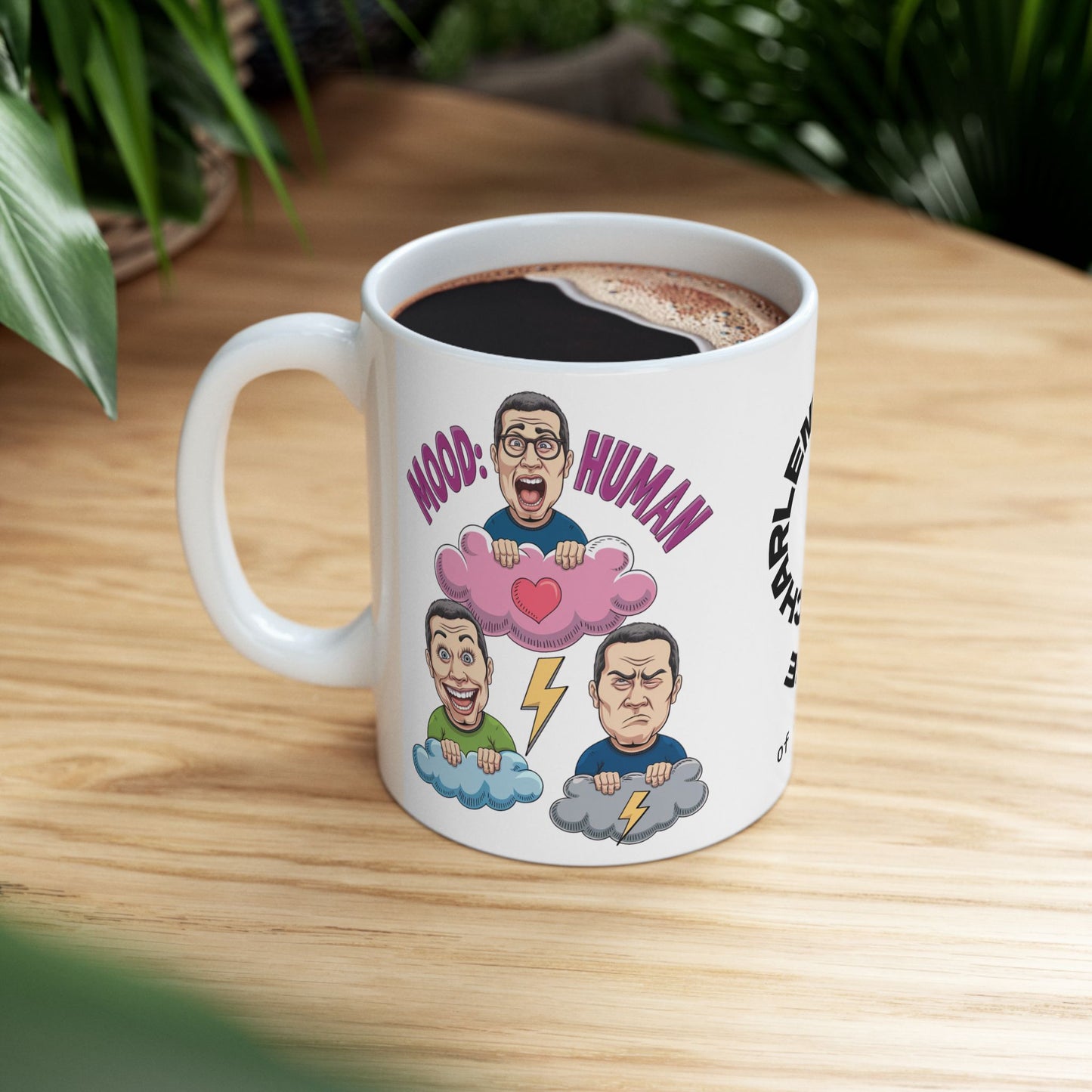 Mood: Human Funny Mental Health Mug, Stylish Ceramic Coffee Cup, Positive Affirmation Gift, Anxiety Relief, Self-Care Mug, Therapist Office Décor