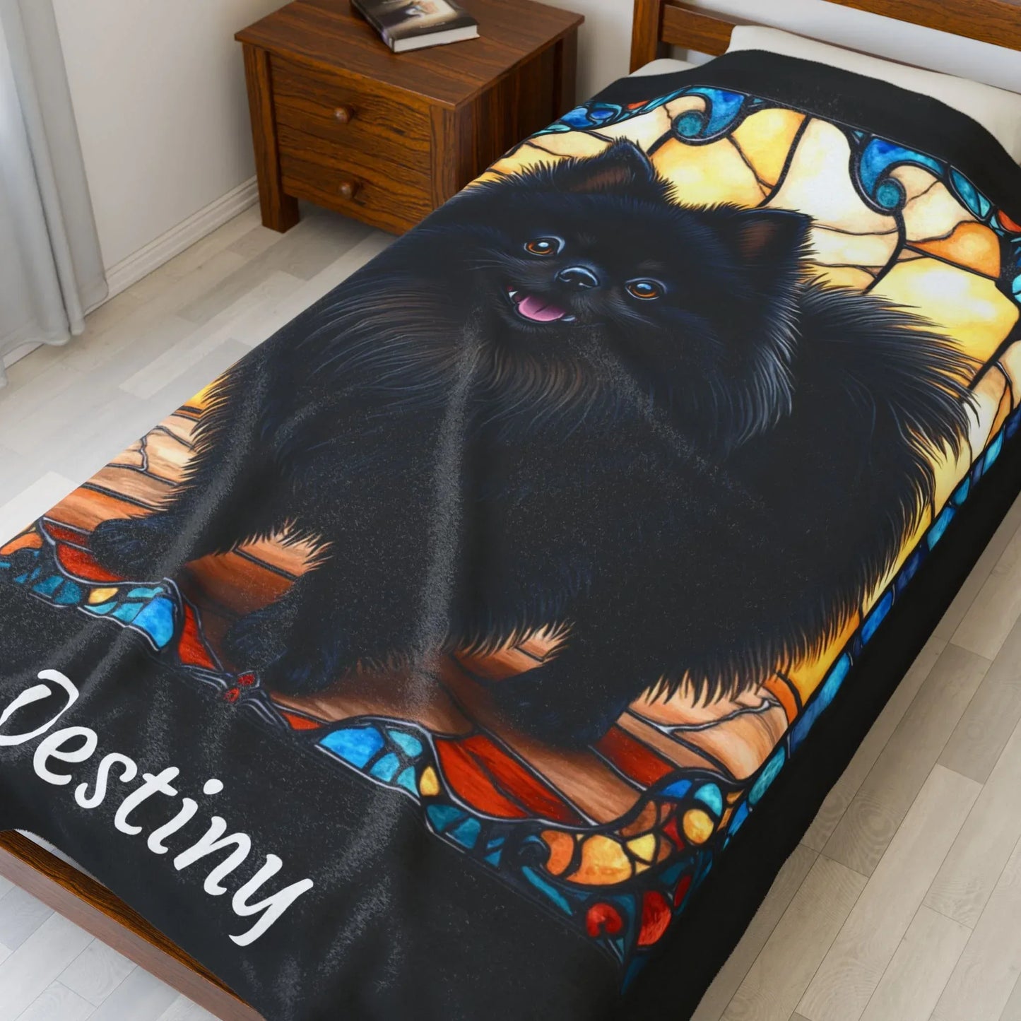 Shop our premium pomeranian black personalized velveteen plush blanket from MySisterIsASurvivor.