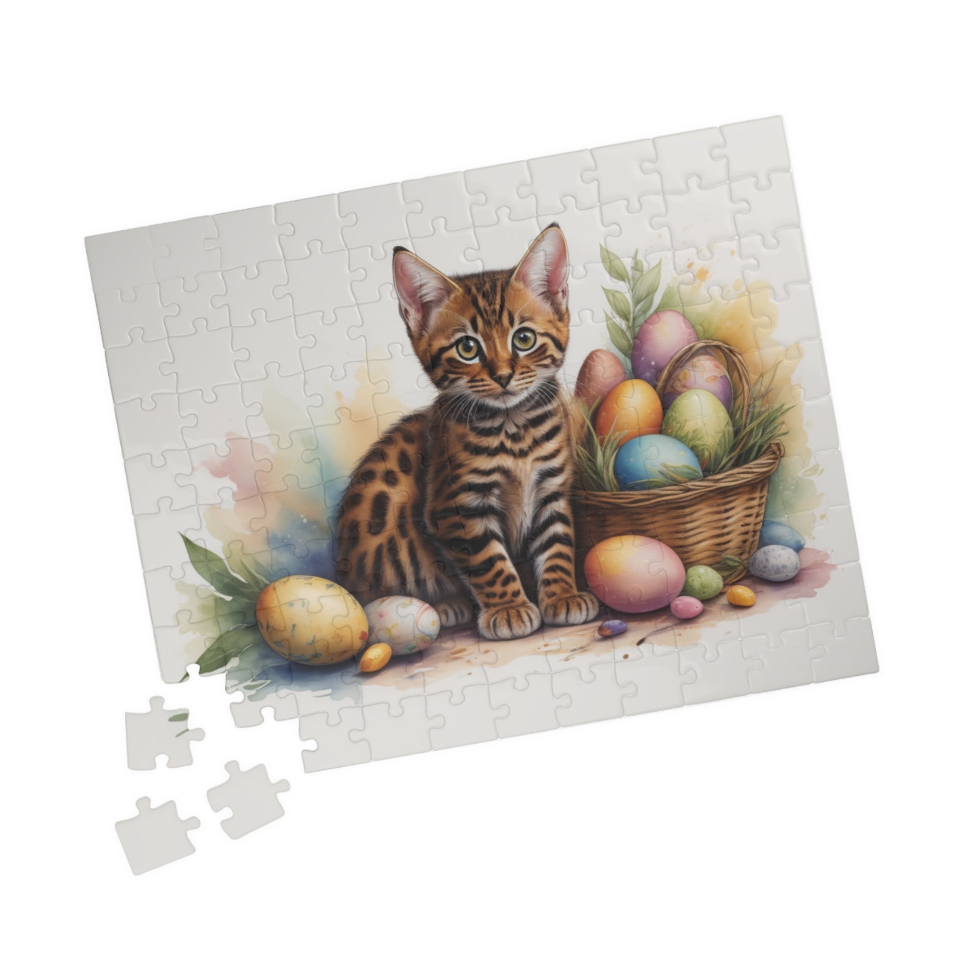 Bengal Easter Kitten Puzzle - Cat Lovers, Mental Health Benefits, Holiday Fun, Mindfulness, Stress Relief, Festive Gift