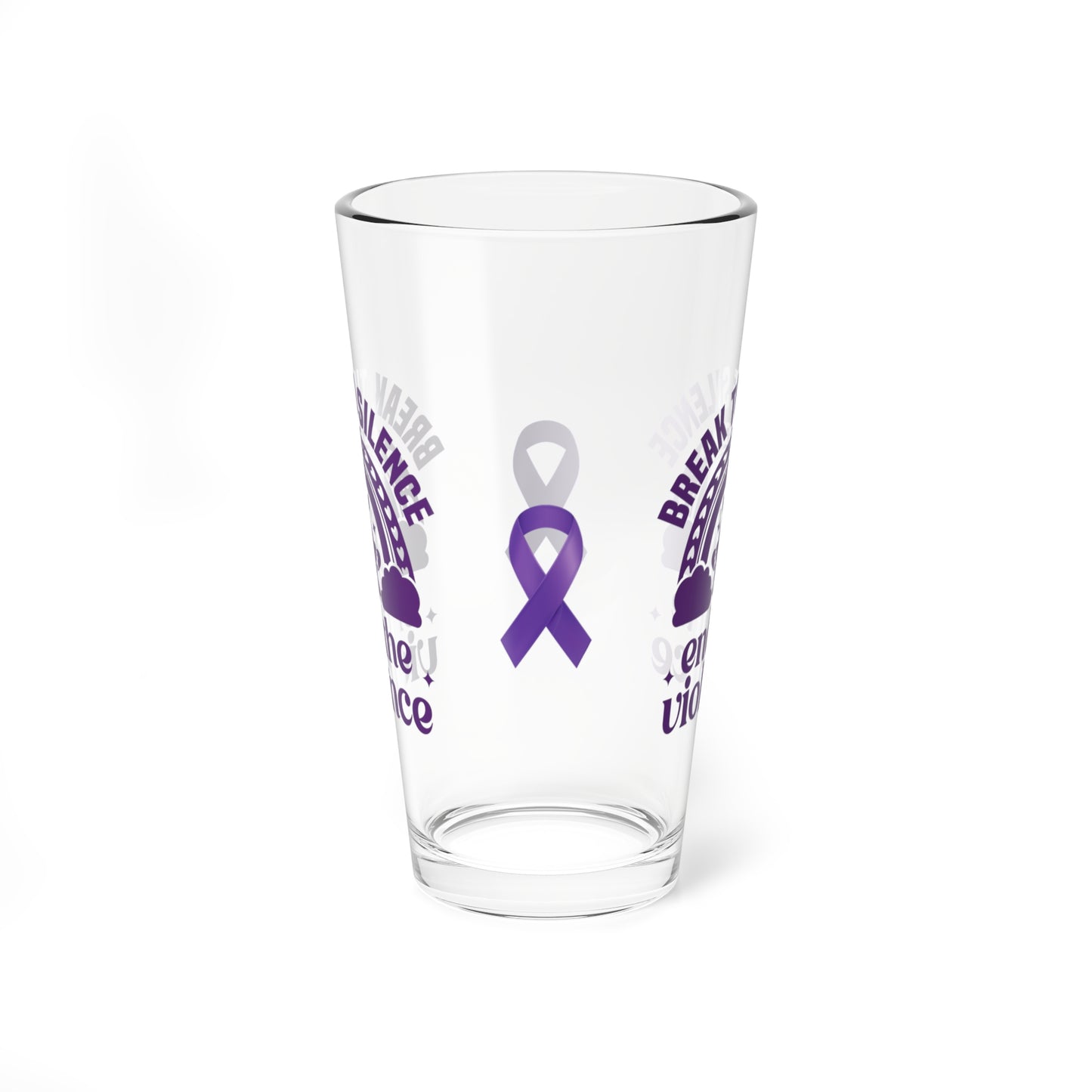 Pint glass featuring Break the Silence End the Violence message for DV support